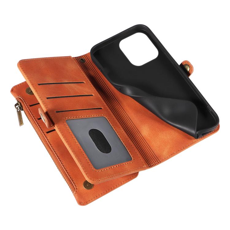 For iPhone 15 Pro Max Fantasy Multifunctional Zipper Wallet Leather Phone Case(orange) - More iPhone Cases by buy2fix | Online Shopping UK | buy2fix