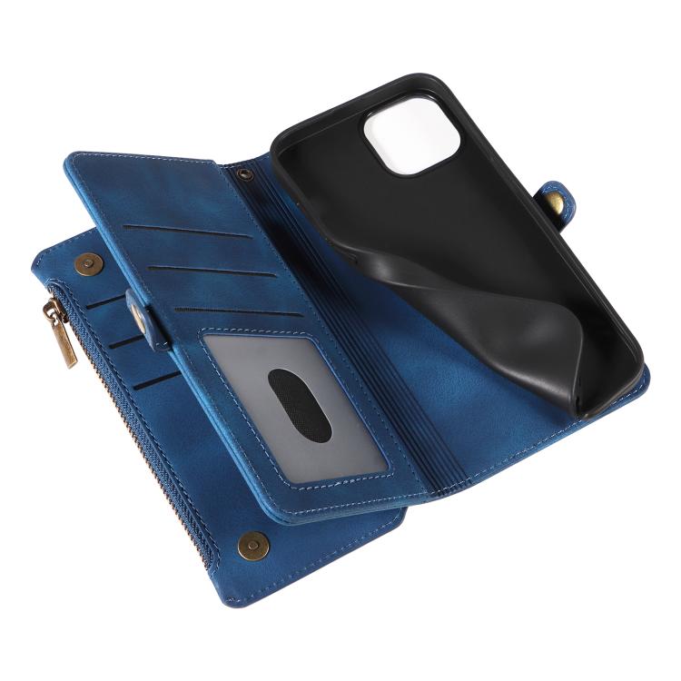 For iPhone 13 Fantasy Multifunctional Zipper Wallet Leather Phone Case(blue) - iPhone 13 Cases by buy2fix | Online Shopping UK | buy2fix