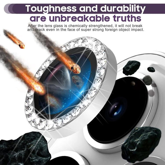 For iPhone 16 Pro Max Kalebol Individual Camera Lens Diamond Ring Protector(Silver) - iPhone 16 Pro Max Tempered Glass by Kalebol | Online Shopping UK | buy2fix