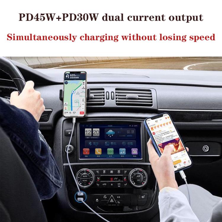 P65 PD45W + PD30W Dual Port Type-C Car Charger for iPhone / iPad Series(White) - Car Charger by buy2fix | Online Shopping UK | buy2fix