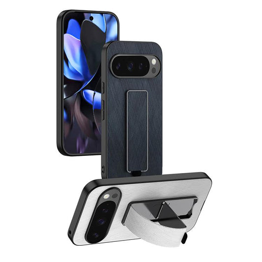 For Google Pixel 10 / 10 Pro Electroplating Wristband Holder Brushed Texture Phone Case(Blue) - Google Cases by buy2fix | Online Shopping UK | buy2fix