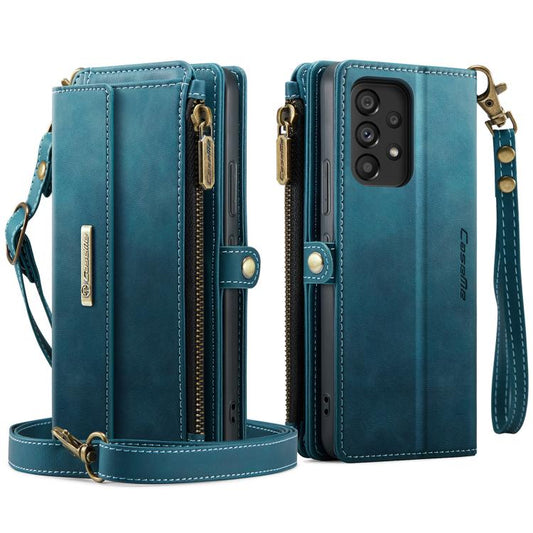For Samsung Galaxy A53 CaseMe C39 RFID Blocking Zipper Wallet Leather Phone Case with Crossbody Strap(Green) - Galaxy Phone Cases by CaseMe | Online Shopping UK | buy2fix