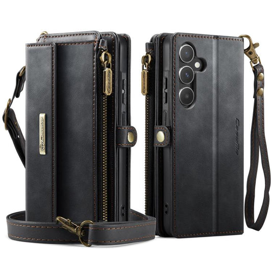For Samsung Galaxy A55 5G CaseMe C39 RFID Blocking Zipper Wallet Leather Phone Case with Crossbody Strap(Black) - Galaxy Phone Cases by CaseMe | Online Shopping UK | buy2fix