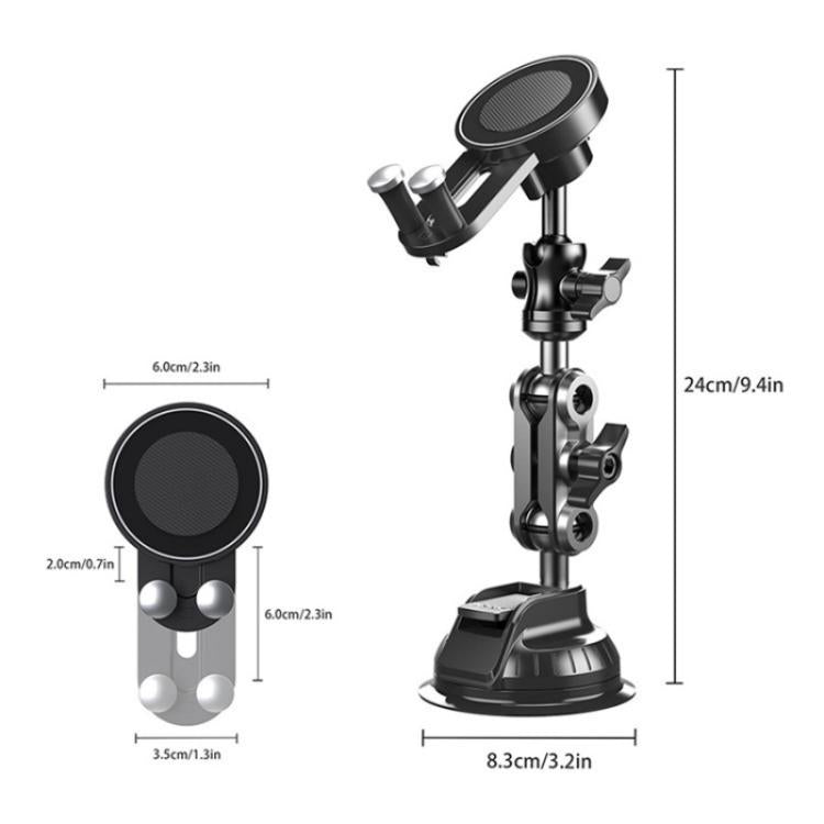 XWJ037 Suction Cup Base Long Arm Cellphone Bracket Short Type MagSafe Car Phone Holder - Universal Car Holders by buy2fix | Online Shopping UK | buy2fix