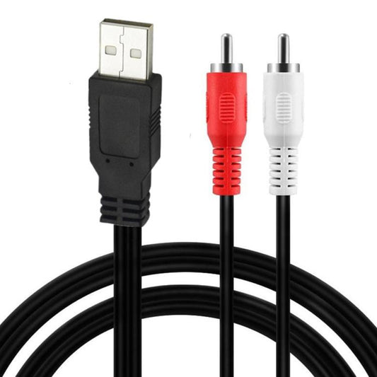 JUNSUNMAY 1.5m USB 2.0 Male to 2 RCA Male Video AV Converter Audio Splitter Cable - Splitter Adapter by JUNSUNMAY | Online Shopping UK | buy2fix