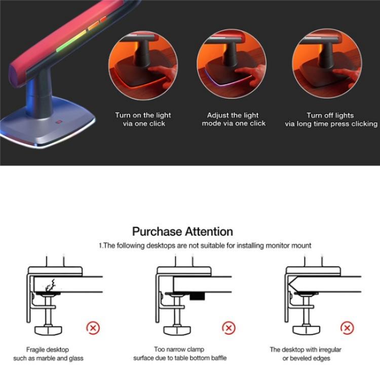 NORTH BAYOU L50 32-60 Inch Gaming Screen RGB Light Curved Ultrawide Flat Monitor Stand - TV Brackets & Mounts by buy2fix | Online Shopping UK | buy2fix