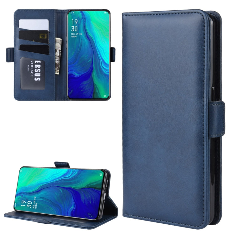 Dual-side Magnetic Buckle Horizontal Flip Leather Case for OPPO Reno 10x Zoom, with Holder & Card Slots & Wallet & Photo Frame(Dark Blue) by buy2fix