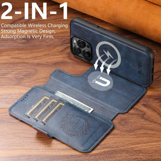 For iPhone 13 Pro Suteni Q07 2-in-1 Multi-function Detachable Wallet MagSafe Phone Case(Blue) - iPhone 13 Pro Cases by Suteni | Online Shopping UK | buy2fix