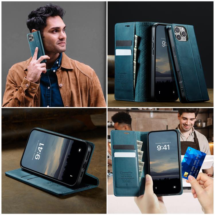 For iPhone 16 Pro CaseMe 033 Calf Leather Lining Microfibre RFID Blocking Phone Case(Green) - iPhone 16 Pro Cases by CaseMe | Online Shopping UK | buy2fix