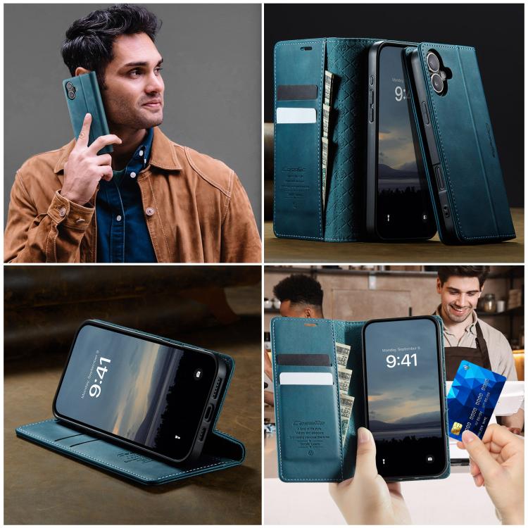 For iPhone 17 CaseMe 033 Calf Leather Lining Microfibre RFID Blocking Phone Case(Green) - iPhone 17 Cases by CaseMe | Online Shopping UK | buy2fix