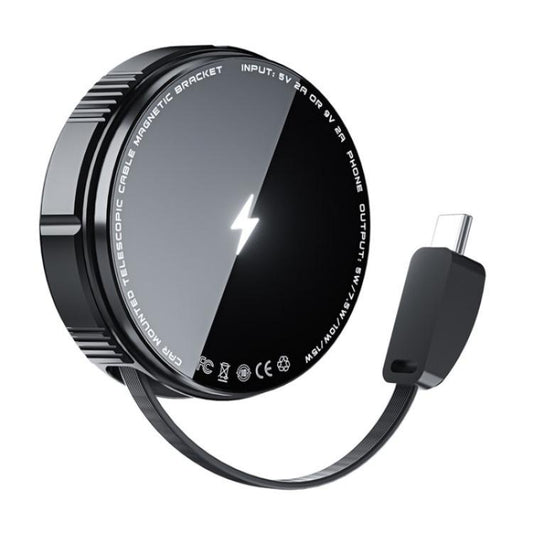 X02 With Retractable Cable 15W Car Air Vent Mount Magnetic Phone Holder Wireless Charger(Silver) - Wireless Charger Holders by buy2fix | Online Shopping UK | buy2fix