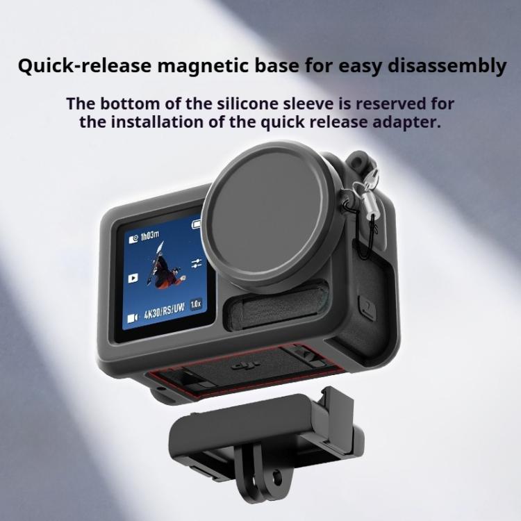 For DJI Action 5 Pro / 4 / 3 Soft Silicone Shockproof Protective Case Cover with Lens Cap(Gray White) - Case & Bags by buy2fix | Online Shopping UK | buy2fix