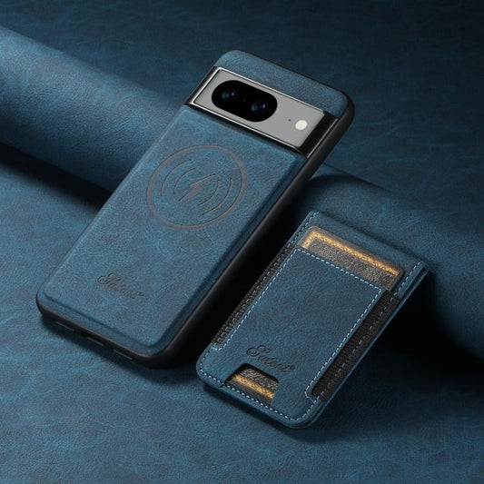 For Google Pixel 10 Suteni H17 Litchi Texture Leather Magnetic Detachable Wallet Phone Case(Blue) - Google Cases by Suteni | Online Shopping UK | buy2fix
