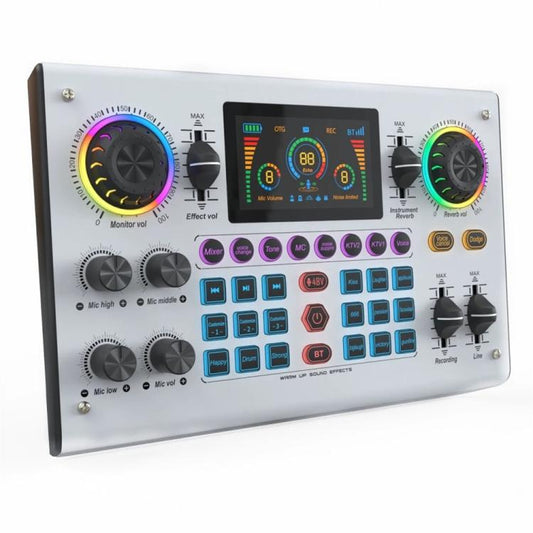 C100 Pro For Streaming / Recording 5 Sound Effects Portable Live Sound Card Audio Mixer(White) - Live Sound Effects Processors by buy2fix | Online Shopping UK | buy2fix