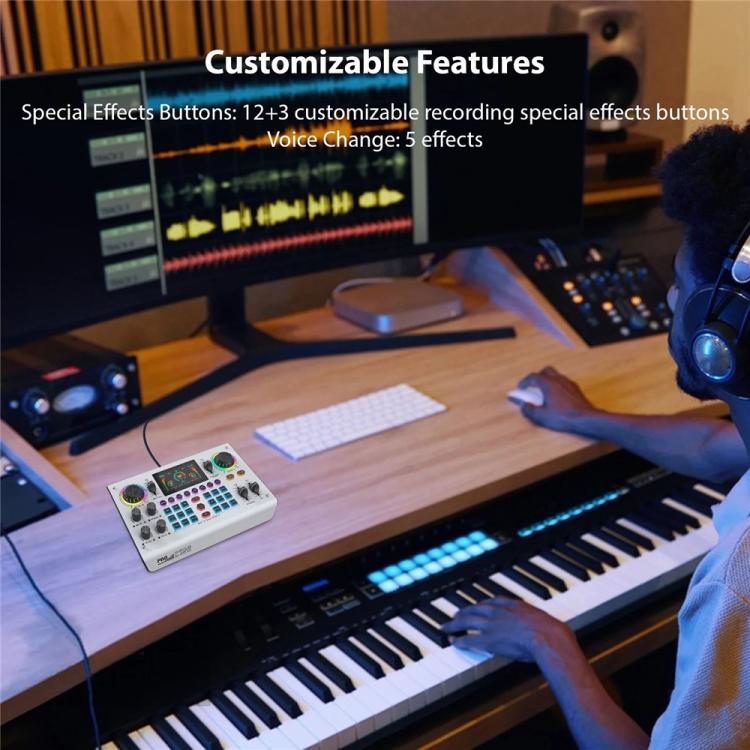 C100 Pro For Streaming / Recording 5 Sound Effects Portable Live Sound Card Audio Mixer(Black) - Live Sound Effects Processors by buy2fix | Online Shopping UK | buy2fix