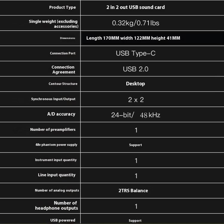 Solo3 24 Bit 2 In 2 Out Professional Audio Sound Card Recording Device - Live Sound Effects Processors by buy2fix | Online Shopping UK | buy2fix