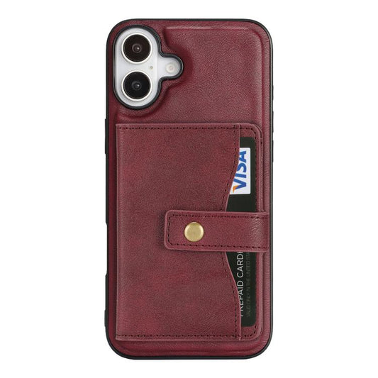 For iPhone 17 Kalebol Magnetic Button Card Bag MagSafe Ring Leather Phone Case(Red) - iPhone 17 Cases by Kalebol | Online Shopping UK | buy2fix