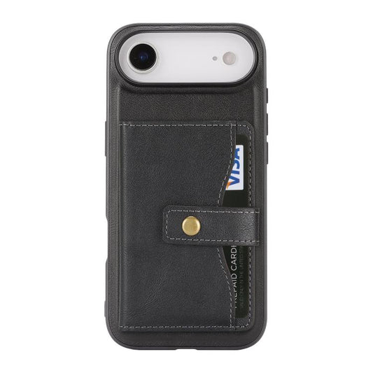 For iPhone Air Kalebol Magnetic Button Card Bag MagSafe Ring Leather Phone Case(Black) - iPhone Air Cases by Kalebol | Online Shopping UK | buy2fix