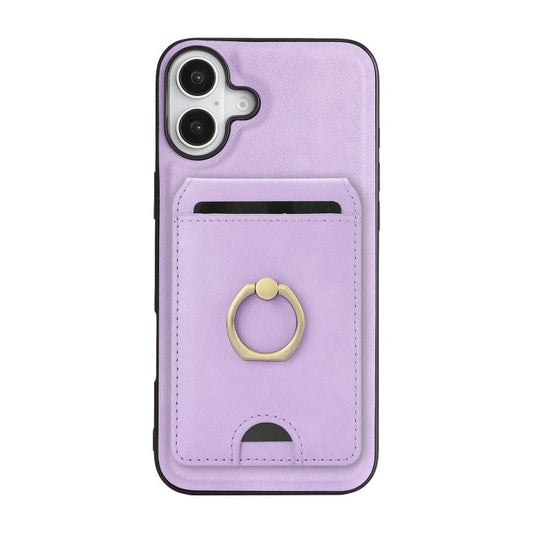 For iPhone 17 Kalebol Strong MagSafe Ring Magnetic Card Bag Holder Leather Phone Case(Purple) - iPhone 17 Cases by Kalebol | Online Shopping UK | buy2fix