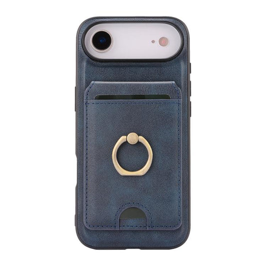 For iPhone 17 Air Kalebol Strong MagSafe Ring Magnetic Card Bag Holder Leather Phone Case(Blue) - iPhone 17 Air Cases by Kalebol | Online Shopping UK | buy2fix