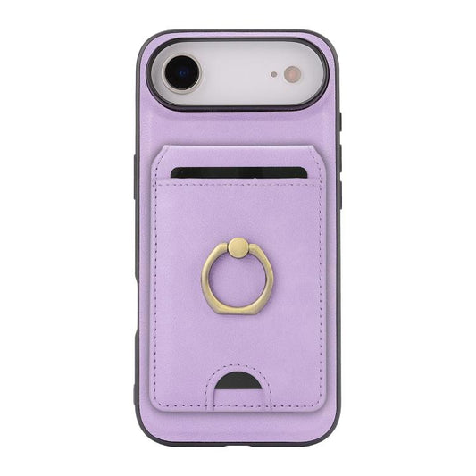 For iPhone 17 Air Kalebol Strong MagSafe Ring Magnetic Card Bag Holder Leather Phone Case(Purple) - iPhone 17 Air Cases by Kalebol | Online Shopping UK | buy2fix
