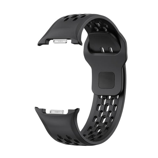 For Samsung Galaxy Watch8 / Watch8 Classic Hole Style Black Reverse Buckle Silicone Watch Band(Black) - Watch Bands by buy2fix | Online Shopping UK | buy2fix