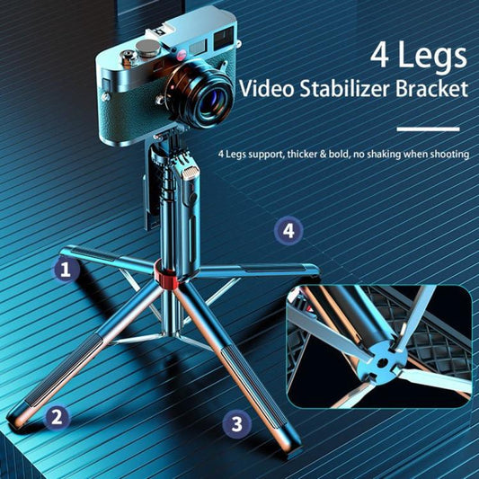 P195 Retractable Four-Legged Stand Expandable Phone Stand Bluetooth Remote Control Selfie Stick - Selfie Sticks by buy2fix | Online Shopping UK | buy2fix