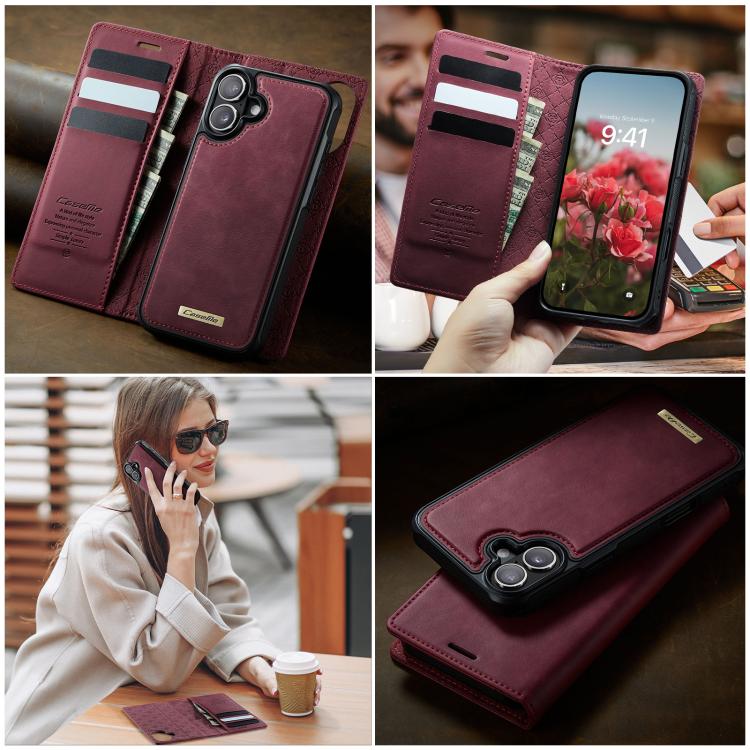 For iPhone 16 Plus CaseMe C49 MagSafe RFID Blocking Detachable Wallet Leather Phone Case(Red) - iPhone 16 Plus Cases by CaseMe | Online Shopping UK | buy2fix