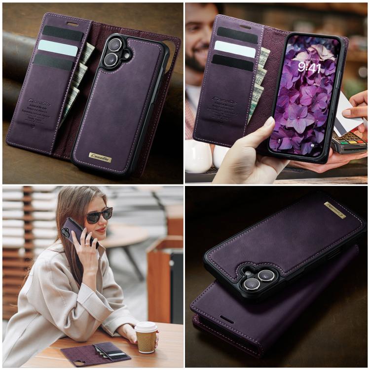 For iPhone 16 Plus CaseMe C49 MagSafe RFID Blocking Detachable Wallet Leather Phone Case(Purple) - iPhone 16 Plus Cases by CaseMe | Online Shopping UK | buy2fix