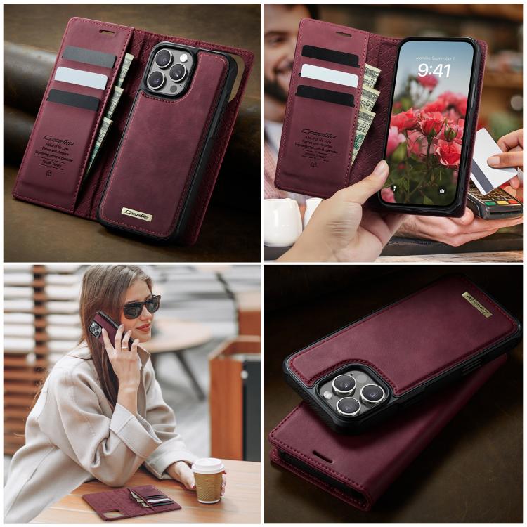 For iPhone 16 Pro CaseMe C49 MagSafe RFID Blocking Detachable Wallet Leather Phone Case(Red) - iPhone 16 Pro Cases by CaseMe | Online Shopping UK | buy2fix