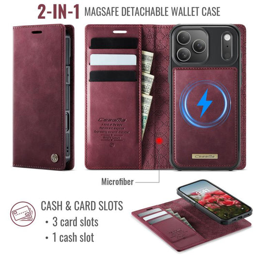 For iPhone 17 Pro Max CaseMe C49 MagSafe RFID Blocking Detachable Wallet Leather Phone Case(Red) - iPhone 17 Pro Max Cases by CaseMe | Online Shopping UK | buy2fix