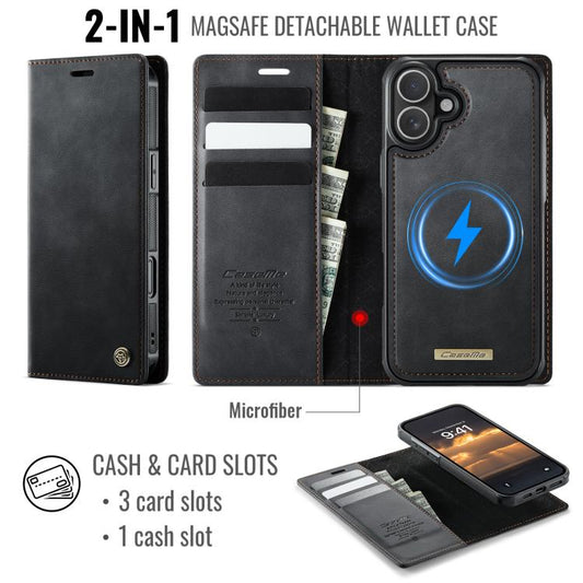 For iPhone 17 CaseMe C49 MagSafe RFID Blocking Detachable Wallet Leather Phone Case(Black) - iPhone 17 Cases by CaseMe | Online Shopping UK | buy2fix