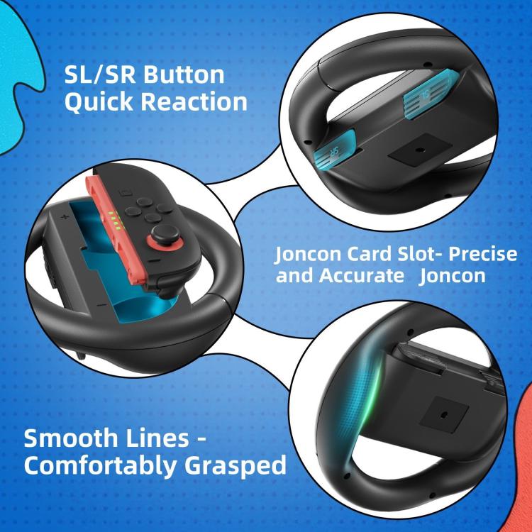 For Nintendo Switch 2 Left And Right Handle Racing Steering Wheel Grips Set(Black) - Gamepads by buy2fix | Online Shopping UK | buy2fix