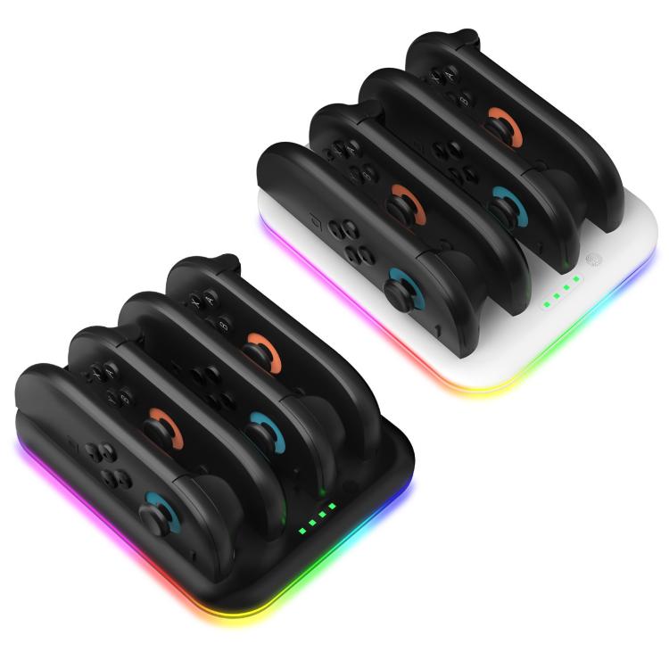For Nintendo Switch 2 Game Handle 4 Seat Horizontal Charging Cradle With RGB Dazzling Lights(White) - Charger & Power by buy2fix | Online Shopping UK | buy2fix
