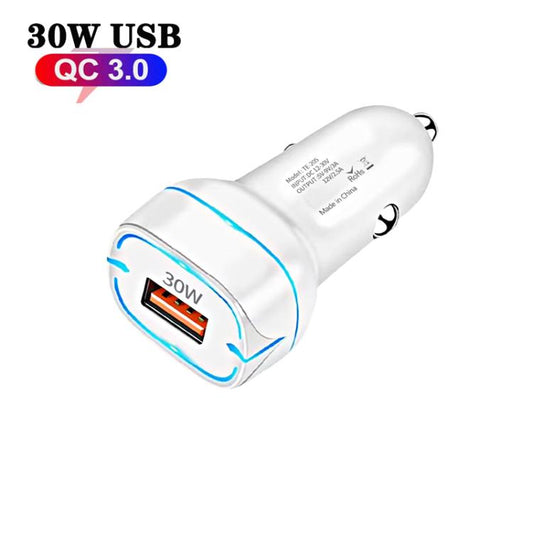 QC3.0 30W USB Car Charger(White) - Car Charger by buy2fix | Online Shopping UK | buy2fix
