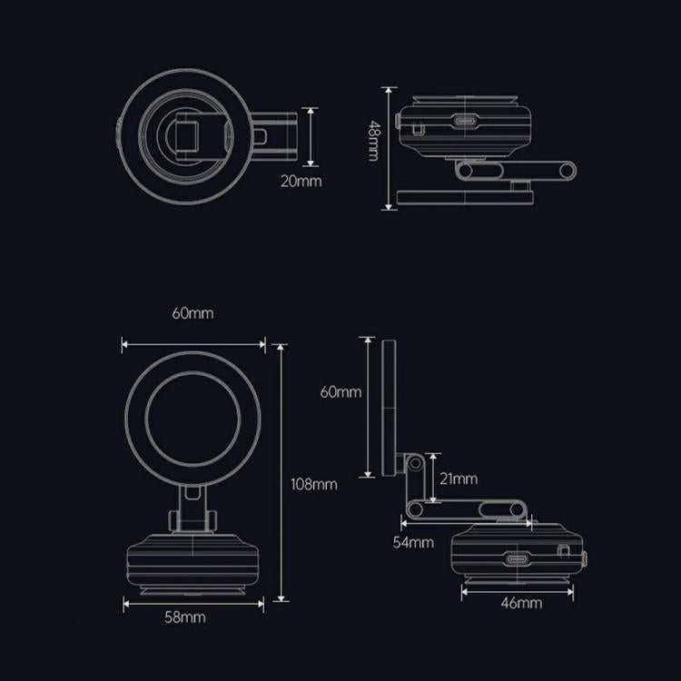 X63 Foldable Arm Car Phone Navigation Mount Vacuum Suction Cup Aluminum Alloy Holder(Grey) - Universal Car Holders by buy2fix | Online Shopping UK | buy2fix