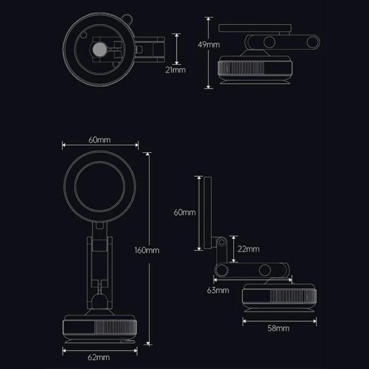 X53 Vacuum Suction Cup 360 Rotation Foldable Cellphone Bracket Magnetic Car Dashboard Phone Holder - Universal Car Holders by buy2fix | Online Shopping UK | buy2fix