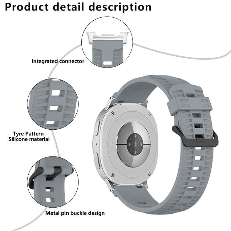 For Samsung Galaxy Watch8 / Watch8 Classic Tire Texture Silicone Watch Band(White) - Watch Bands by buy2fix | Online Shopping UK | buy2fix