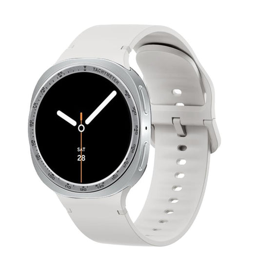 For Samsung Galaxy Watch8 44mm Speed Bezel and Solid Color Stitched Silicone Watch Band(Lime White Silver) - Watch Bands by buy2fix | Online Shopping UK | buy2fix