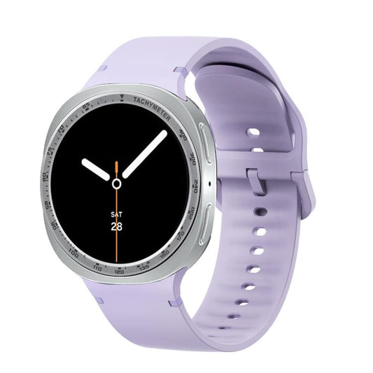 For Samsung Galaxy Watch8 40mm Speed Bezel and Solid Color Stitched Silicone Watch Band(Official Purple Silver) - Watch Bands by buy2fix | Online Shopping UK | buy2fix