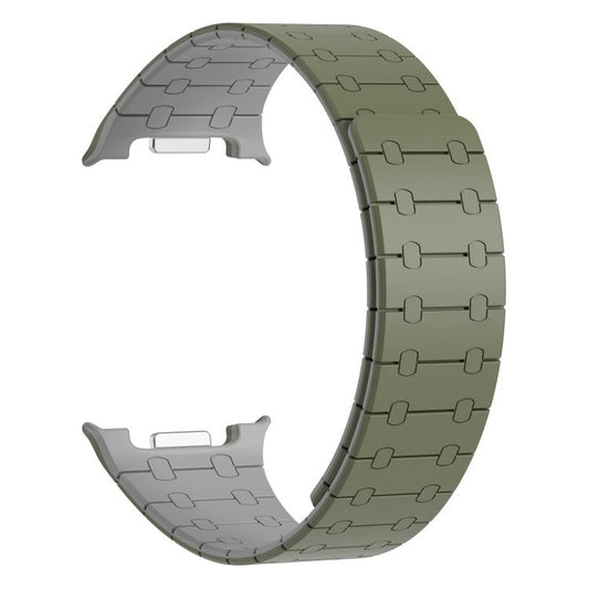 For Samsung Galaxy Watch8 / Watch8 Classic Integrated Magnetic Silicone Watch Band(Green+Gray) - Watch Bands by buy2fix | Online Shopping UK | buy2fix