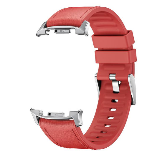 For Samsung Galaxy Watch8 / Watch8 Classic Metal Head Leather Skin Silicone Watch Band(Red) - Watch Bands by buy2fix | Online Shopping UK | buy2fix