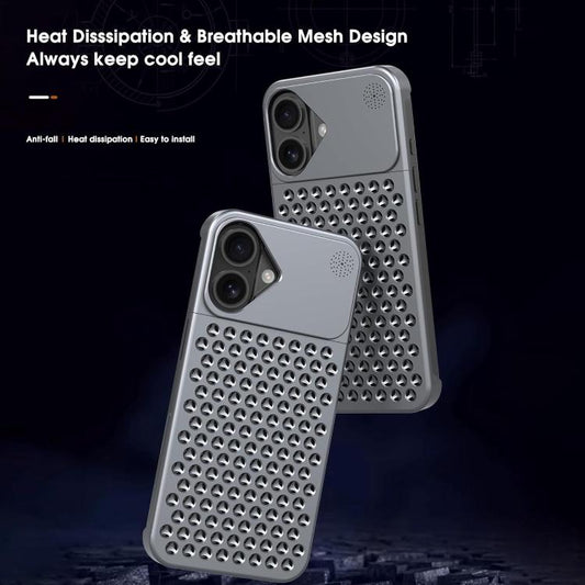 For iPhone 16 Kalebol Aromatherapy Aluminum Alloy Cooling Phone Case(Gray) - iPhone 16 Cases by Kalebol | Online Shopping UK | buy2fix