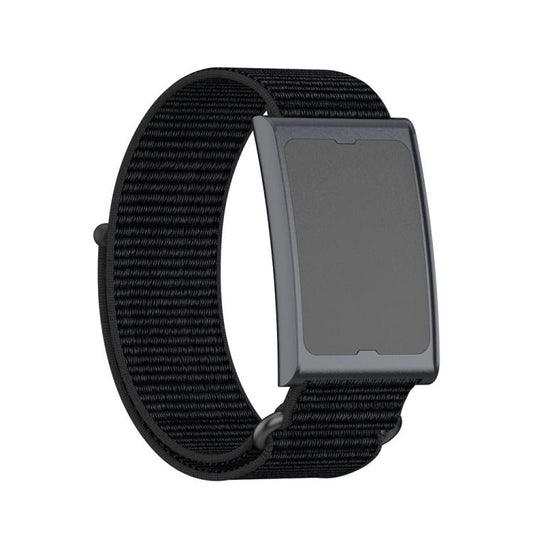 For Amazfit Helio Strap Metal Ring Two Sections Nylon Hook and Loop Fastener Watch Band(Deep Black) - Watch Bands by buy2fix | Online Shopping UK | buy2fix
