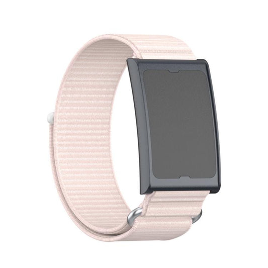 For Amazfit Helio Strap Metal Ring Two Sections Nylon Hook and Loop Fastener Watch Band(Pearl Pink) - Watch Bands by buy2fix | Online Shopping UK | buy2fix