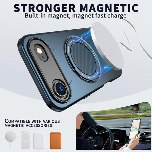 For iPhone 17 Air Kalebol Magnetic MagSafe Rotation Holder PC Phone Case(Blue) - iPhone 17 Air Cases by Kalebol | Online Shopping UK | buy2fix