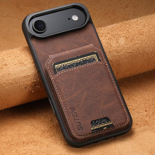 For iPhone 17 Air Suteni H02 Litchi Leather Card Wallet Stand Back Phone Case(Brown) - iPhone 17 Air Cases by Suteni | Online Shopping UK | buy2fix