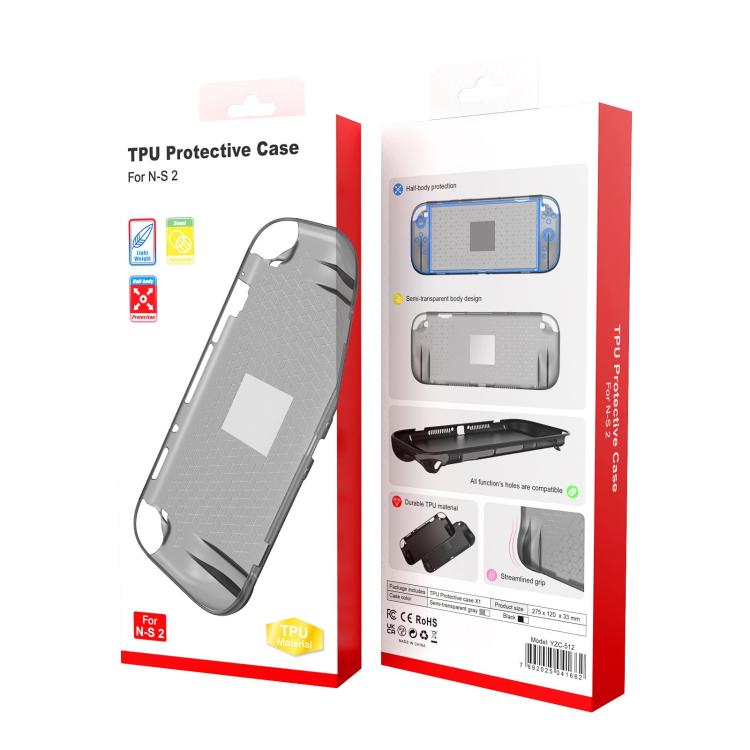For Nintendo Switch 2 Game Console Anti-slip Integrated TPU Protective Case(Transparent Gray) - Cases by buy2fix | Online Shopping UK | buy2fix