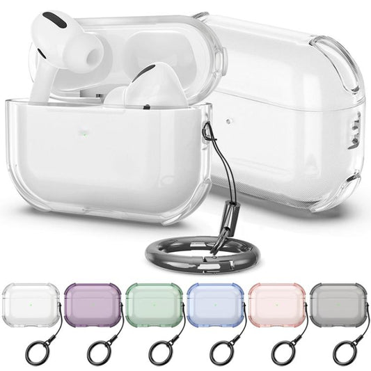 For AirPods Pro 3 Simple Transparent Soft Shell TPU Earphone Protective Cover with Ring Rope(Transparent) - For AirPods Pro 3 by buy2fix | Online Shopping UK | buy2fix
