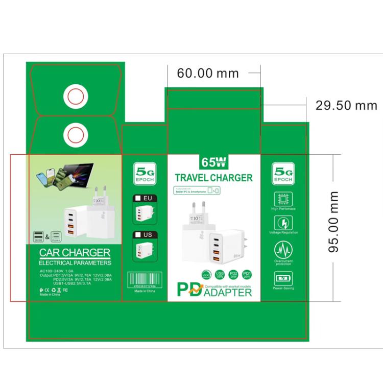 TE-PD44 Dual USB-A Dual Type-C 4-port Mobile Phone Charger US Plug - USB Charger by buy2fix | Online Shopping UK | buy2fix